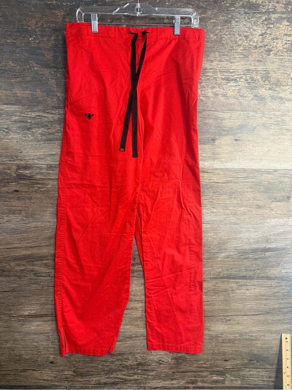 Med Couture Red Jogger Scrub Pants with Black Drawstring